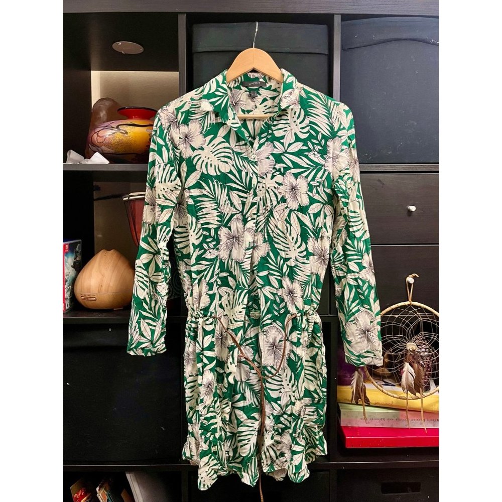 ESPIRIT Floral Green Flower Spring/Summer Dress - Small